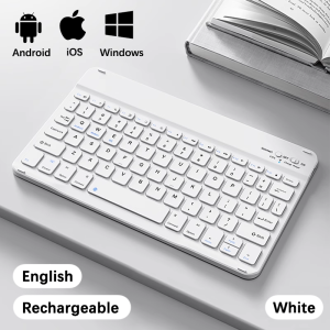 Bluetooth Keyboard for iPad Tablet iPhone Android Universal Slim Portable Rechargeable Wireless Lightweight Long Battery Life