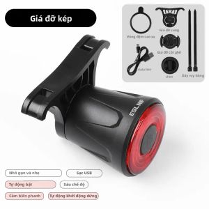 Đèn Hậu Xe Đạp Thông Minh ESLNF Sạc USB Đèn Phanh LED Chống Nước Cảm Biến Đèn Cảnh Báo Phía Sau Dành Cho Xe Đạp