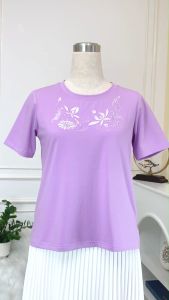 Áo thun thiết kế tinh giản thanh lịch chất liệu Thun cotton dày dặn AN4Y0832 Thời trang Thiều Hoa