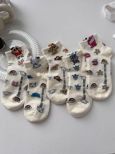 ถุงเท้าผู้หญิงลายการ์ตูนผ้าฝ้ายแท้บางสั้นฤดูร้อน ถุงเท้าแฟชั่นฤดูใบไม้ผลิและฤดูใบไม้ร่วงแบบญี่ปุ่น สวมใส่สบาย ระบายอากาศได้ดี