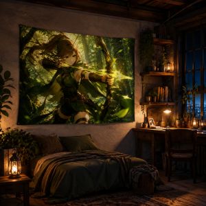 Vikama Gothic Anime Tapestry Dark Aesthetic Vikama Dark Anime Female Warrior Tapestry Cool Gothic Home Decor Hanging