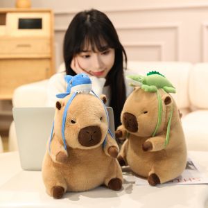 20/30/40CM Travel Capybara Plush Toy cute Capibara Wear Hat Stuffed Animal Doll Crocodile Duck Sea Lion Octopus Backpack Decor