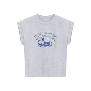 YUEZHONGWEI | Retro American Grey Short Sleeve T-Shirt Womens Summer New Style Slim Fit Flying Sleeve Top Korean Style Commute Fashion