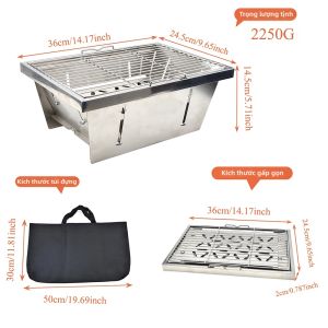 Di Động Gấp Gọn Bằng Thép Không Gỉ Bếp Nướng BBQ IGT Than Củi Bếp Đa Năng Nóng Cho Cắm Trại Dã Ngoại Nấu Ăn Ngoài Trời