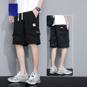 ROMON | Romon Mens Workwear Shorts Summer Loose Ice Silk Sports Five-Quarter Pants Youthful Vitality Style Casual Straight Leg Trousers