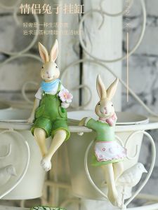 จตุรัสรูปกระต่ายคู่รัก ต้นไม้ ถ้วย ต้นไม้ พืช ตกแต่งบ้าน สไตล์เรียบง่าย ดีไซน์น่ารัก เครื่องประดับตกแต่งโต๊ะทำงาน