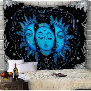 VIKAMA Purple Pink Triple Sun Moon Face Wall Tapestry Celestial Witchy Mystic Gothic Home Decor Fresh Style Soft Durable Cozy
