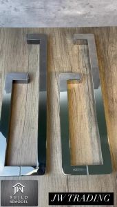 SUS 304 Stainless Steel L Handle Glass Shower Screen Door 300mm/275mm  450mm/425mm (Polished Mirror / Titanium Black)