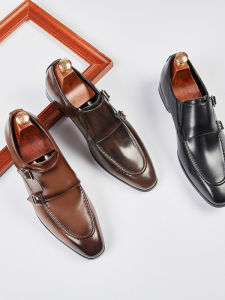 Pointed Leather Monk Shoes for Business Wear