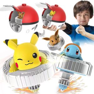 Pokemon Spinning Tops Toy(Beyblade/Gyro/Gyroscope)With PokeBall Launcher (Pikachu/Eevee/Squirtle/Charmander/Mew)Action Figure