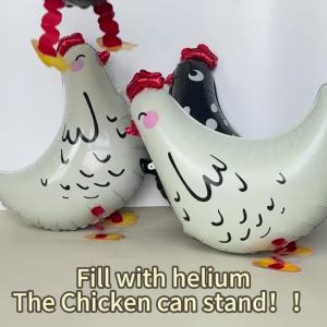 Walking Chicken Balloon 3D Funny Aluminum Film Animal Helium Stand Balloon For Birthday Wedding Party Decor Chicken Lover Gift