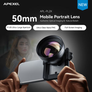 apexel | APEXEL 2X Portrait Lens F1.05 50mm Telescope Telephoto Lenses with Universal Clip for iPhone Xiaomi Smartphones No Distortion