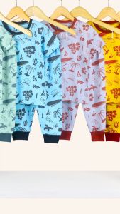 Setelan Baju Tidur Anak Piyama Anak Setelan Baju dan Celana T-Combed Sablon Waterbase Piyama Beach Usia 1-6 Tahun