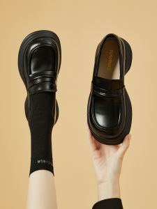 Fuguiniao | Leather Loafer Shoes Female Soft Upper Thick Sole