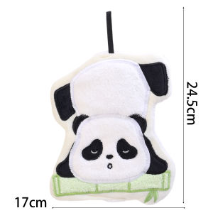 Coral Velvet Panda Hand Towel: Soft & Absorbent for Kitchen & Bathroom
