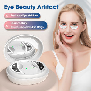 Electric Eye Massage Device LED Red Light Eye Care Therapy EMS Massager Eye Patches With 3pack Gel Patch For Eye Pods Reducing Eye Bags and Dark Circles Portable Under-eye Patches
