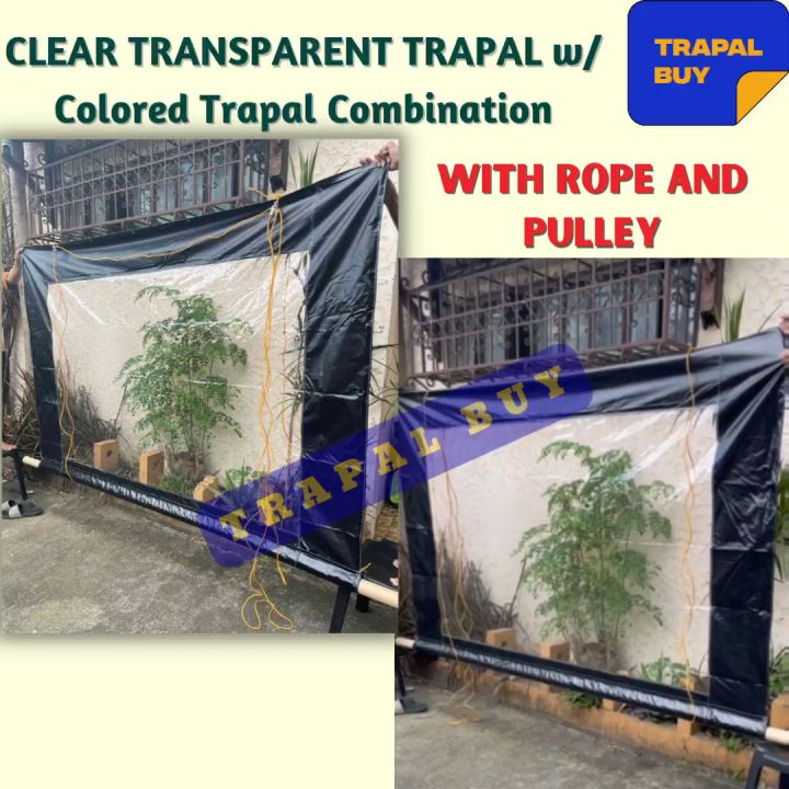 TRANSPARENT ROLL UP LONA TARPS TARP with COLORED TRAPAL AWNINGS