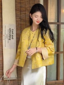 MANWUJINGLING | Retro Attractive Chinese Style Round Collar Short Jacket