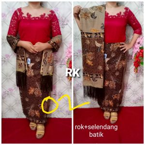 rok dan selendang katun batik motif terbaru