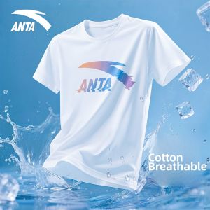 ANTA | Summer New Round Neck T-Shirt Large Logo Cotton Breathable