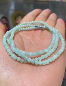 Vòng cổ đá ngọc cẩm thạch Jad A thiên nhiên bao kiểm định đá quý 3li 108 hạt