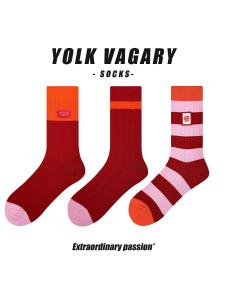 New Year Long Tube Cotton Socks for Women Horse Year Red Luckiness Pure Combed Cotton Mid-Calf Autumn Winter Home Wear