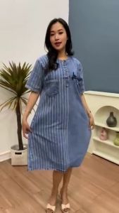 Dress Jeans Kekinian Terbaru Busui Friendly