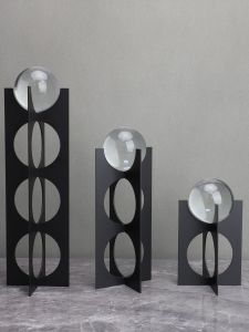 New Chinese Style Metal Hollow out Geometric Crystal Ball Home Decorations Living Room Entrance Model Room Bar Cabinet Decor