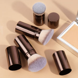 MAANGE 3-Pack Multifunctional Face Makeup Brushes Nylon Bristle Wand Unscented Metal Handle Portable Retractable Design