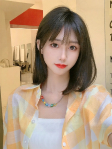 MENGSIQIAN | Natural Mid-length Lockbone Hair Short Wig for Round Face Whole-head