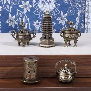 Alloy Lucky Incense Burner Bowl Incense Holder With Handle Yoga Meditation Home Office Decor Ancient Style For Relaxation