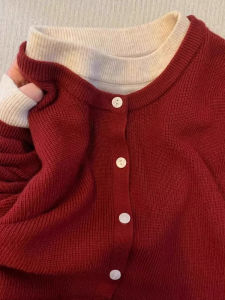 PEIZIXUAN | Áo Sweater Đỏ Thoáng Mát Elegante
