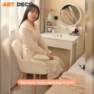 Dressing Table with LED Mirror Meja Solek Dressing Table with Drawer Makeup Table Dressing Table with Chair Cermin Meja Almari Makeup