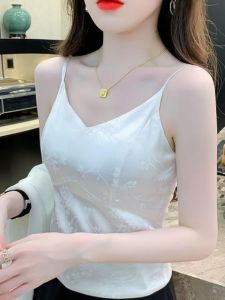 เสื้อกั๊กสายเดี่ยวผ้าซาตินปักลายสไตล์ฝรั่งเศส ชุดชั้นในช่วงบนแบบสั้น ชุดชั้นในช่วงบนสไตล์จีนใหม่ เสื้อชั้นในช่วงบนแบบลำลอง