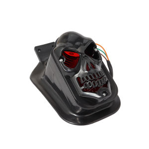 Motorcycle LED Skull Taillight With Turn Signal Rear Brake Light Black/ Chrome Skeleton Style Modified Blinker Indicator Lamp