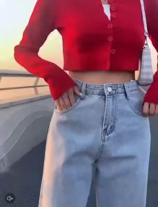 Sweet กางเกงยีนส์ สไตล์เกาหลี ทรงขากระบอกขาไม่บาน สียีนส์อ่อน/ยีนส์เข้ม เนื้อผ้าดีระบายอากาศใส่สบาย