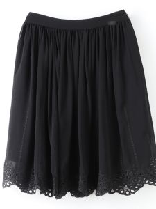 Nunu E Station Summer Casual Comfortable Solid Color Hollow out Pleated Mini Skirt for Women Polyester Fiber 100%