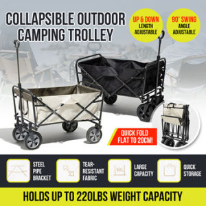 🇸🇬 (5inch) Collapsible Outdoor Camping Trolley / Folding Transport Cart For Camping Equipment / Outdoor trolley cart folding wagon trolley folding Beach Garden Camping Shopping Cart Outdoor