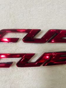 Cặp 2 tem dán xe máy nhựa cứng hình vòm cong Cub màu đỏ chuẩn zin theo xe siêu sắc nét