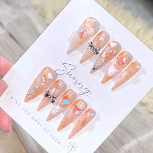 [N09] Nail box thiết kế loang cam ẩn mắt mèo hồng cam