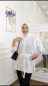 Yolia Ruffle Blouse: Baju Blus Katun Krinkel Airflow Premium Adem Nyaman