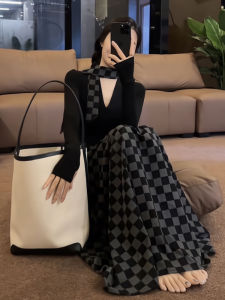 Homecore | French Style Plaid Midi Dress New for Autumn