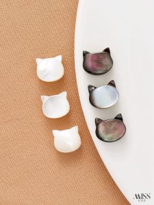 Natural Shell Black & White Beads DIY Bracelet Necklace Earring Accessories Cat Head Design Spacer Beads Fashion Jewelry