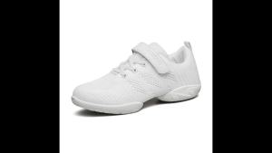 BAXINIER Youth Girls White Cheerleading Dancing Shoes Athletic Training Tennis Walking Breathable Competition Cheer Sneakers