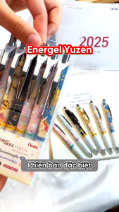 Bộ 6 bút gel Pentel EnerGel Kawaii Pixel Art II BLN75KW viết trơn mượt nhanh khô màu sắc đa dạng