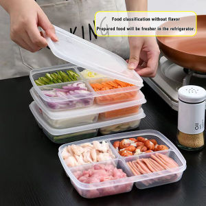 ZEO 4 Grids Refrigerator Organizer for Food Storage Meat Vegetables Seasoning Tray Kitchen Container Food Storage