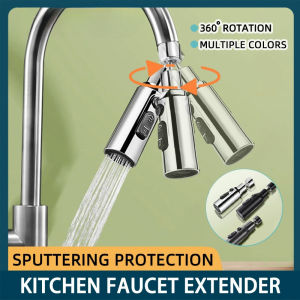 High Water Pressure 360° Flexible Nozzle Spout Brass Three-mode Faucet Extender Tap Water Saving Household Kitchen Sink