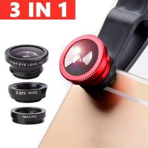 3 In 1 Phone Fish Eye Lens Wide Angle Macro Lightweight Camera Lens With Clip Universal Cell Phone Len For iPhone Xiaomi Samsung