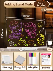 WEIBAI | Light-up Drawing Board DIY Handwriting Board Acrylic Crystal Fluorescent Board for Girls