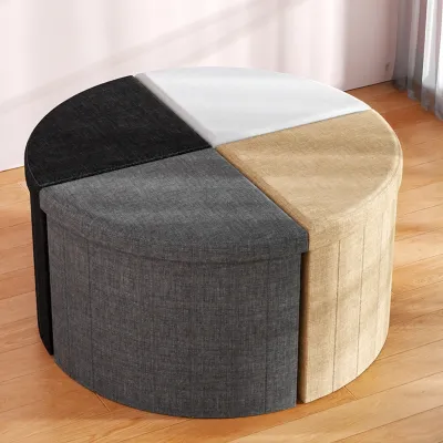 Collapsible Storage Ottoman Multi-functional Organizer
